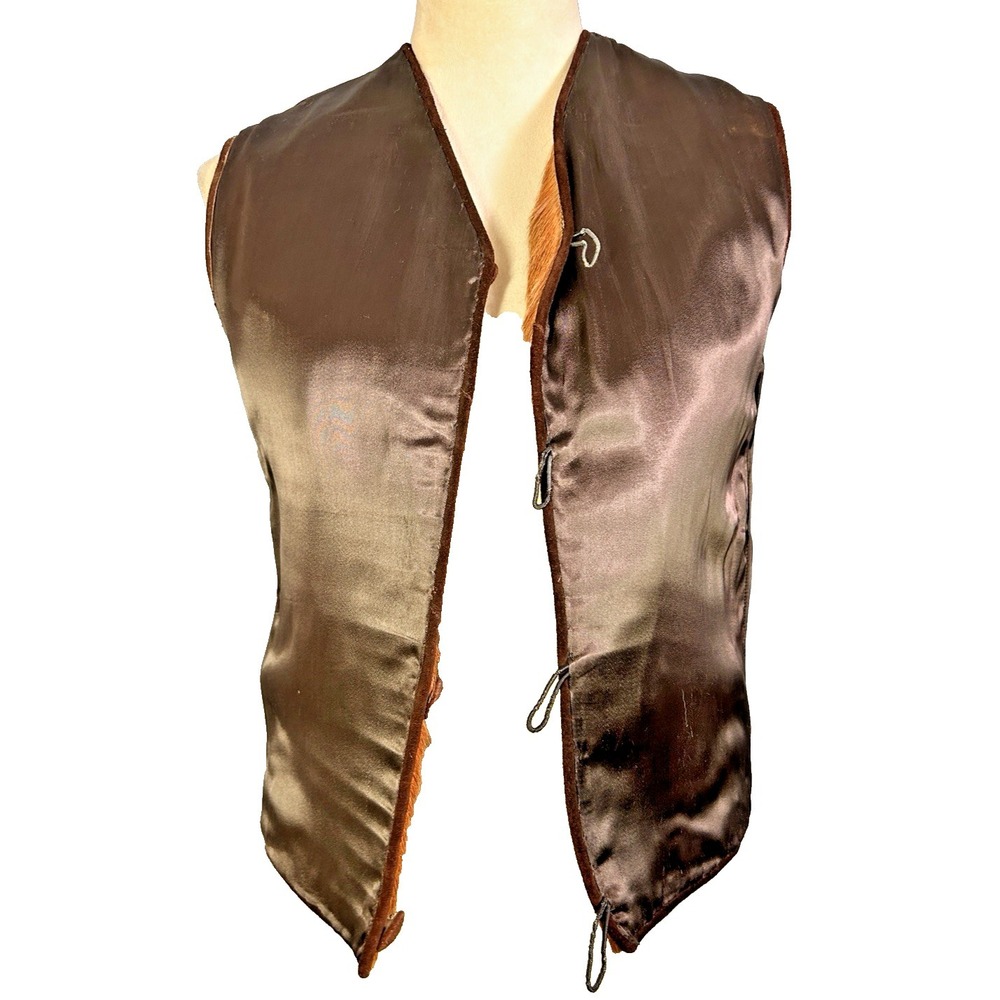 Vintage Hand-made Deer Hide Leather Suede Vest/ Skirt Fringe Three Tone OOAK - Picture 11 of 16